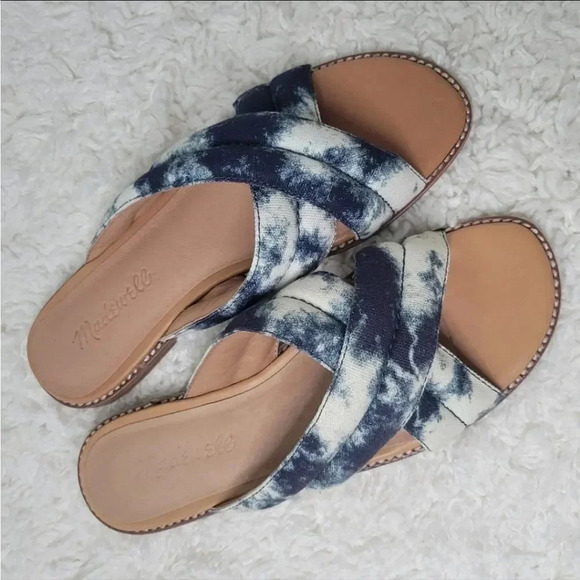 Madewell The Skyler‎ Slide Sandal in Tie-Dye Blue White Size 7 - Picture 7 of 8